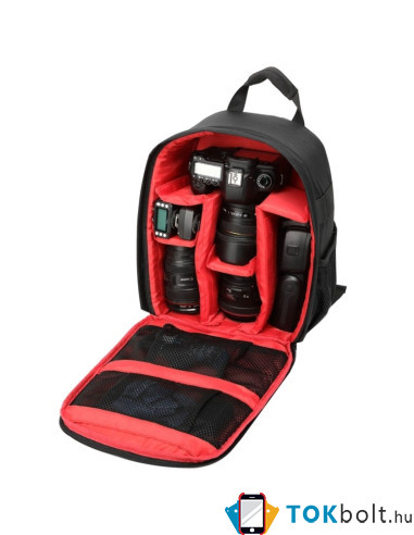 INDEPMAN DL-B012 fotós hátizsák GoPro, SJCAM, Nikon, Canon, Xiaomi Xiaoyi YI, Méret: 27.5 * 12.5 * 34 cm - PIROS