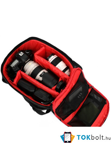 INDEPMAN DL-B012 fotós hátizsák GoPro, SJCAM, Nikon, Canon, Xiaomi Xiaoyi YI, Méret: 27.5 * 12.5 * 34 cm - PIROS