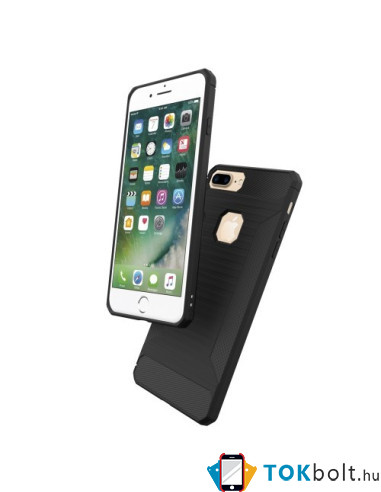 Apple iPhone 8 Plus / 7 Plus karbon mintás tok - FEKETE