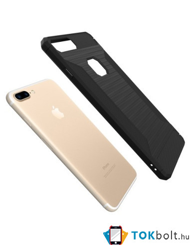 Apple iPhone 8 Plus / 7 Plus karbon mintás tok - FEKETE