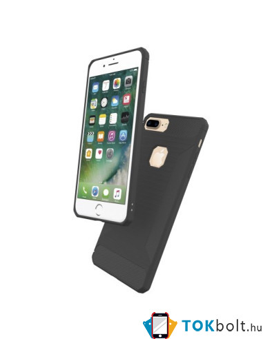 Apple iPhone 8 Plus / 7 Plus karbon mintás tok - SZÜRKE