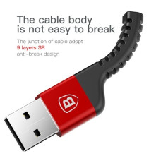 BASEUS 1.5 méteres törésgátlós Type-C USB töltőkábel, adatkábel - PIROS