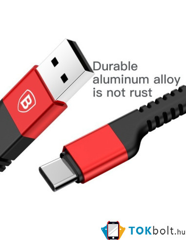 BASEUS 1.5 méteres törésgátlós Type-C USB töltőkábel, adatkábel - PIROS