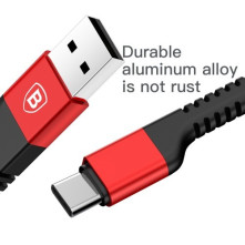 BASEUS 1.5 méteres törésgátlós Type-C USB töltőkábel, adatkábel - PIROS