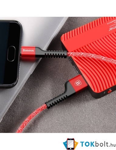 BASEUS 1.5 méteres törésgátlós Type-C USB töltőkábel, adatkábel - PIROS
