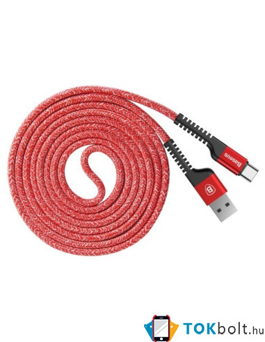 BASEUS 1.5 méteres törésgátlós Type-C USB töltőkábel, adatkábel - PIROS