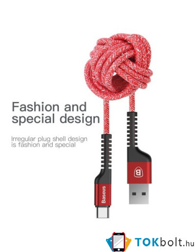BASEUS 1.5 méteres törésgátlós Type-C USB töltőkábel, adatkábel - PIROS