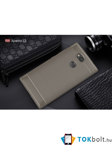 Sony Xperia L2 karbon mintás tok - SZÜRKE