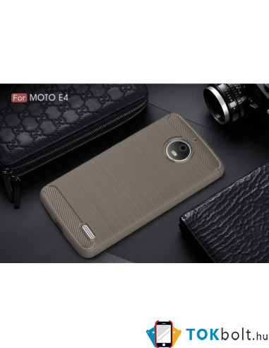 Motorola Moto E4 karbon mintás tok - SZÜRKE