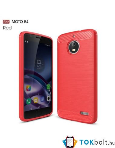 Motorola Moto E4 karbon mintás tok - PIROS