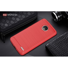 Motorola Moto E4 karbon mintás tok - PIROS