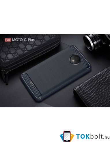 Motorola Moto C Plus karbon mintás tok - KÉK
