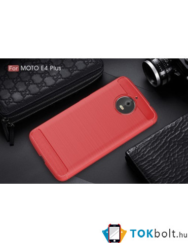 Motorola Moto E4 Plus karbon mintás tok - PIROS