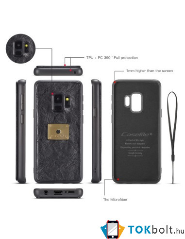 CaseMe notesz telefontok Samsung Galaxy S9 telefonhoz - FEKETE