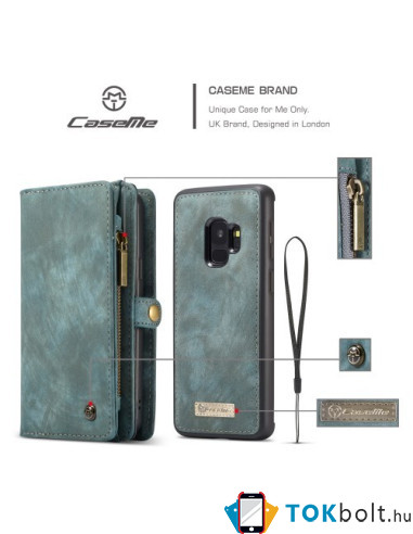 CaseMe 2 az 1-ben mappa tok Samsung Galaxy S9 telefonhoz - KÉK