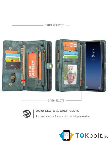 CaseMe 2 az 1-ben mappa tok Samsung Galaxy S9 telefonhoz - KÉK