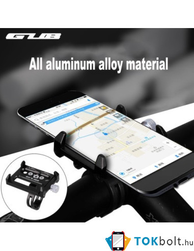 G-85 univerzális kormányra rögzíthető masszív aluminium telefontartó 67-100 mm széles készülékekhez - FEKETE