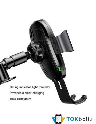 BASEUS univerzális teleszkópos műszerfalra rögzíthető wireless töltős autós tartó - FEKETE