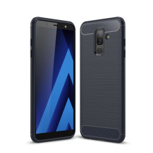 Samsung Galaxy A6 Plus (2018) karbon mintás tok - KÉK