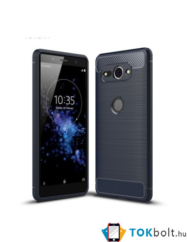 Sony Xperia XZ2 Compact karbon mintás tok - KÉK