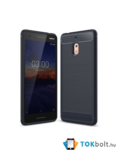 Nokia 2.1 karbon mintás tok - KÉK