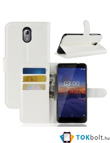 Oldalra nyíló tok Nokia 3.1 telefonhoz - FEHÉR