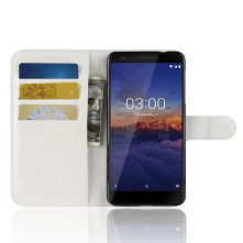 Oldalra nyíló tok Nokia 3.1 telefonhoz - FEHÉR