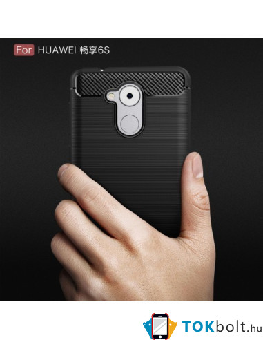 Huawei Enjoy 6s / Honor 6C karbon mintás tok - FEKETE