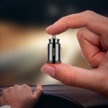 BASEUS intelligens mini univerzális szivargyújtós autós töltő gyorstöltő funkcióval DUAL USB - FEKETE