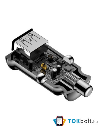 BASEUS intelligens mini univerzális szivargyújtós autós töltő gyorstöltő funkcióval DUAL USB - FEKETE