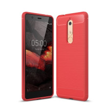 Nokia 5.1 karbon mintás tok - PIROS