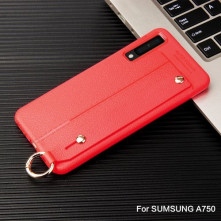 Rugalmas bőr tapintású TPU tok kézpánttal Samsung Galaxy A7 (2018) készülékhez - PIROS