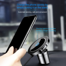 BASEUS QC2.0 Qi multifunkciós műszerfalra és szellőzőrácsra is rögzíthető wireless töltős autós tartó - FEKETE