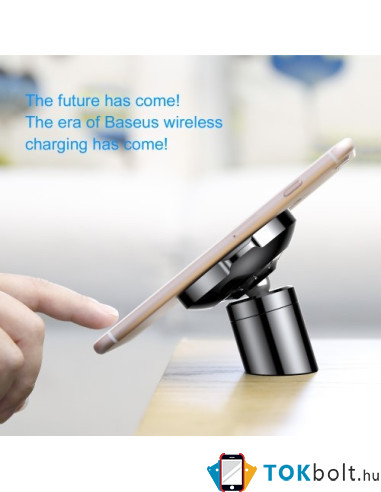 BASEUS QC2.0 Qi multifunkciós műszerfalra és szellőzőrácsra is rögzíthető wireless töltős autós tartó - FEKETE