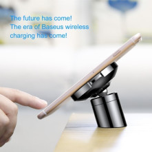 BASEUS QC2.0 Qi multifunkciós műszerfalra és szellőzőrácsra is rögzíthető wireless töltős autós tartó - FEKETE