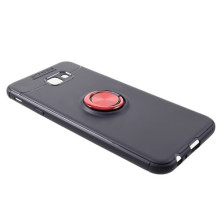 Samsung Galaxy J4 Plus gyűrűs tok - FEKETE/PIROS