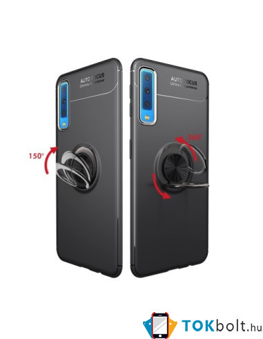 Samsung Galaxy A7 (2018) gyűrűs tok - FEKETE
