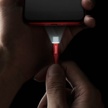 BASEUS 2A Type-C USB 2m gyorstöltő kábel, adatkábel, éjjeli lámpával - PIROS