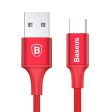 BASEUS 2A Type-C USB 2m gyorstöltő kábel, adatkábel, éjjeli lámpával - PIROS