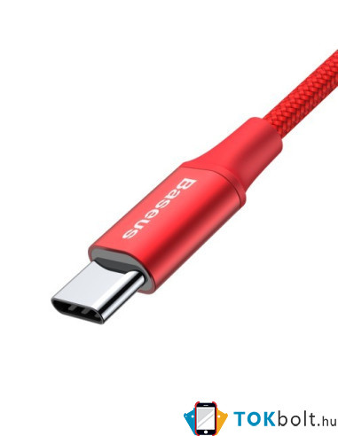 BASEUS 2A Type-C USB 2m gyorstöltő kábel, adatkábel, éjjeli lámpával - PIROS