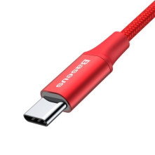 BASEUS 2A Type-C USB 2m gyorstöltő kábel, adatkábel, éjjeli lámpával - PIROS