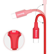 BASEUS 2A Type-C USB 2m gyorstöltő kábel, adatkábel, éjjeli lámpával - PIROS