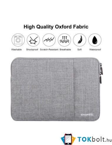 HAWEEL univerzális vízhatlan, ütéselnyelő tok max. 15 colos laptop / notebook készülékekhez - SZÜRKE