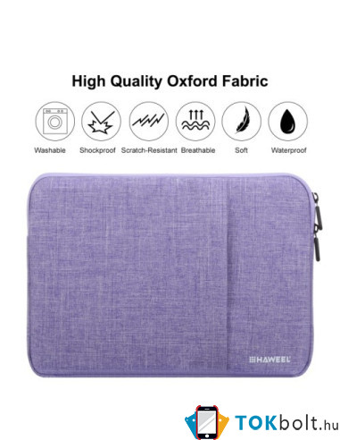 HAWEEL univerzális vízhatlan, ütéselnyelő tok max. 15 colos laptop / notebook készülékekhez - LILA