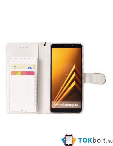 Tükrös csillámos telefontok Samsung Galaxy A8 (2018) telefonhoz - FEHÉR