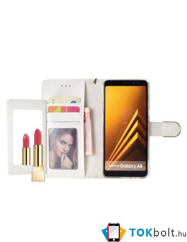 Tükrös csillámos telefontok Samsung Galaxy A8 (2018) telefonhoz - FEHÉR
