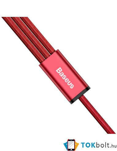 Baseus Speed Series 1.2m 3A (1 x 8pin + 1 x Micro USB + 1 x Type-C to USB) adatkábel és töltőkábel - PIROS