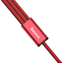 Baseus Speed Series 1.2m 3A (1 x 8pin + 1 x Micro USB + 1 x Type-C to USB) adatkábel és töltőkábel - PIROS