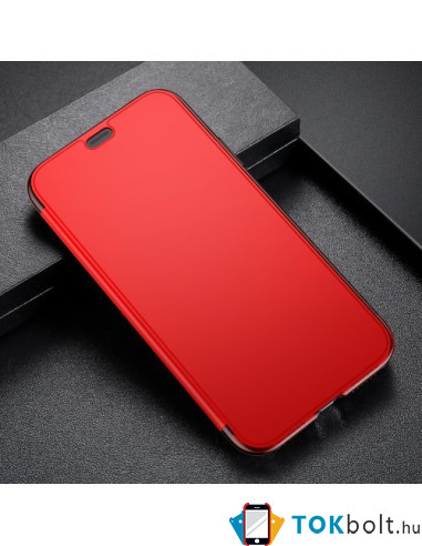 BASEUS flip telefontok átlátszó előlappal iPhone Xs készülékhez - PIROS