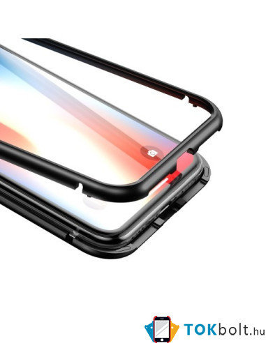 BASEUS mágneses fém keret + Kijelzővédő edzett üveg tok iPhone XS Max készülékhez - FEKETE